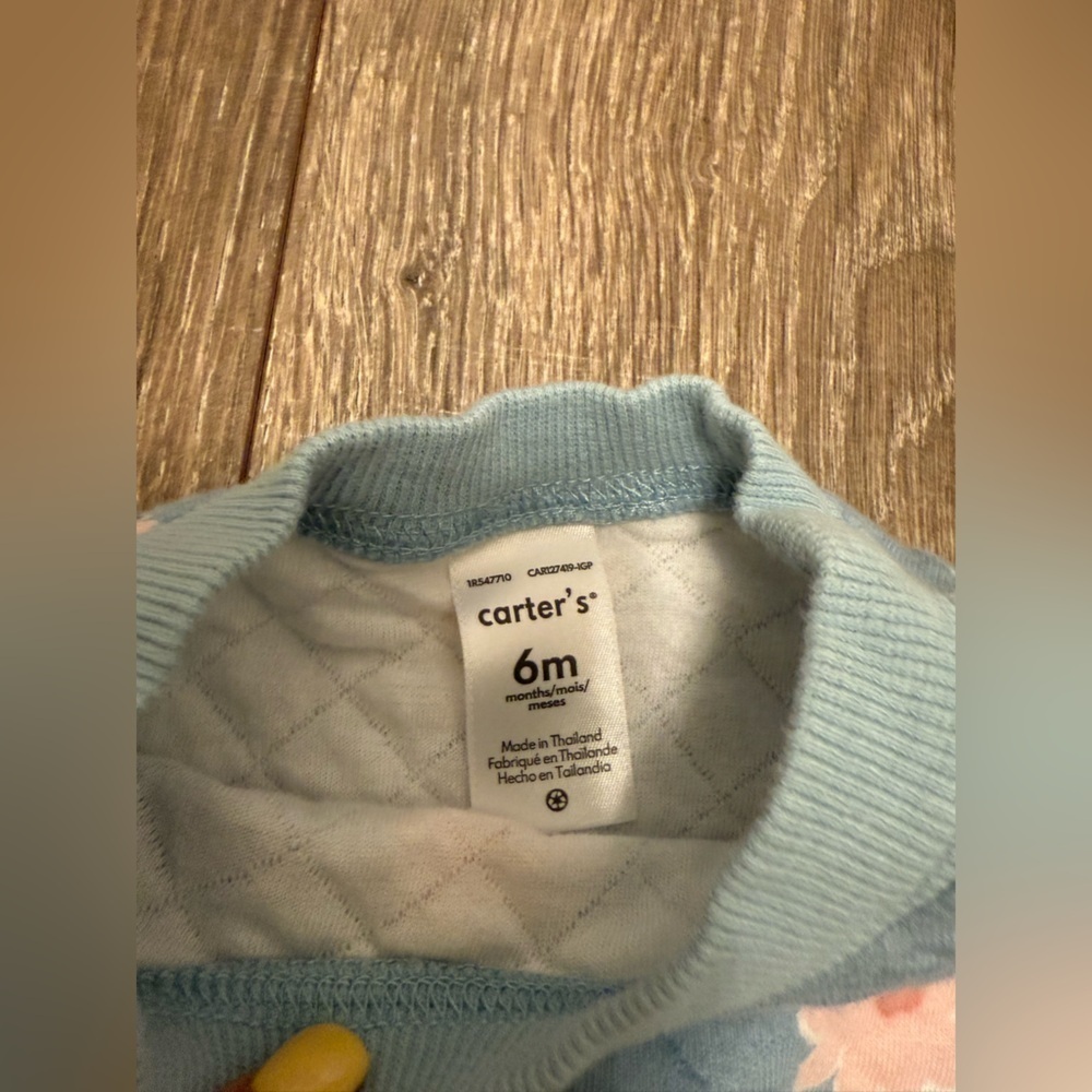 Carters Baby Girl Blue Quilted Flower One Piece Size 6m - Picture 2 of 4